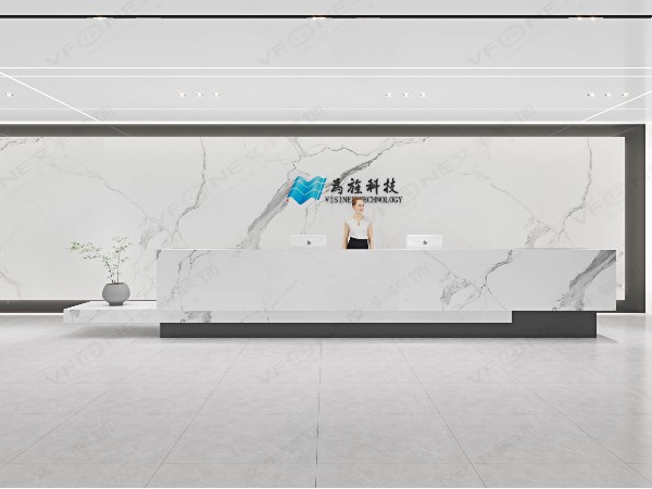 福田辦公室裝修_為訊科技前臺裝修設(shè)計_簡潔大氣科技企業(yè)都選哪些深圳裝修公司